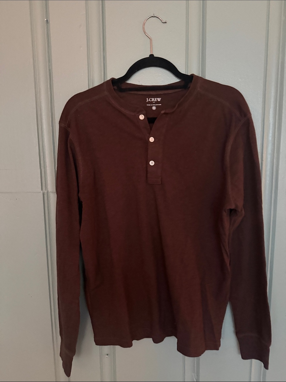 J. Crew Men’s Brown Long-Sleeve Henley Shirt